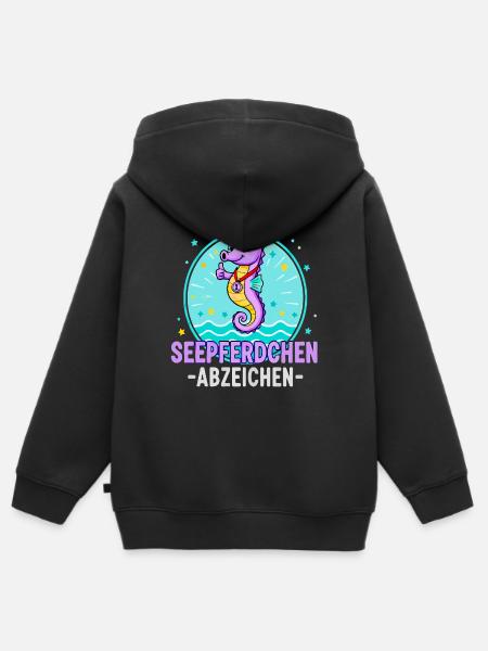 Seepferdchen Abzeichen Lila Schwimmen Kinder - Kinder Premium Organic Zip Hoodie - Schwarz