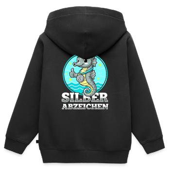 Silber Abzeichen Schwimmen Bestanden Leistung - Kinder Premium Organic Zip Hoodie - Schwarz - Hinten - AI Model Kid Male (0cm)