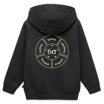Six Sigma Processus Définir Mesurer - Sweat Premium à capuche zippé enfant bio - noir - Dos - AI Model Kid Male (0cm)