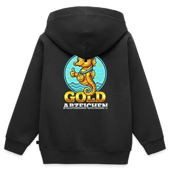 Seahorse Gold Badge Swimming Performance - Kids Premium Organic Zip-up Hoodie - black - Back - AI Model Kid Male (0cm)