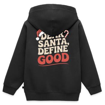 design de Noël sarcastique - Sweat Premium à capuche zippé enfant bio - noir - Dos - AI Model Kid Male (0cm)