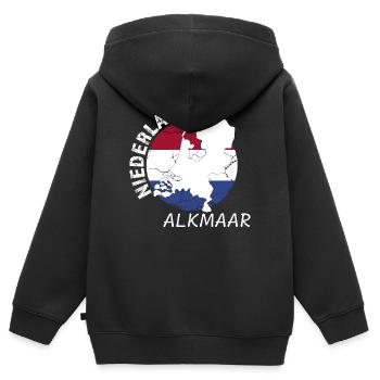 Alkmaar - Kinder Premium Organic Zip Hoodie - Schwarz - Hinten - AI Model Kid Male (0cm)
