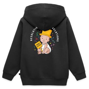 Gender Reveal Silvester - Kinder Premium Organic Zip Hoodie - Schwarz - Hinten - AI Model Kid Male (0cm)