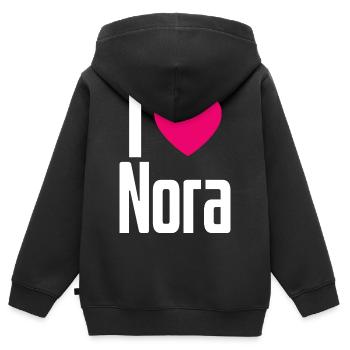 J’aime Nora Pink Heart J’aime Nora - Sweat Premium à capuche zippé enfant bio - noir - Dos - AI Model Kid Male (0cm)