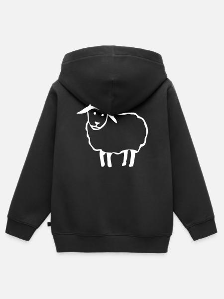 mouton - Sweat Premium à capuche zippé enfant bio - noir