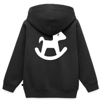 Silhouette de cheval à bascule - Sweat Premium à capuche zippé enfant bio - noir - Dos - AI Model Kid Male (0cm)