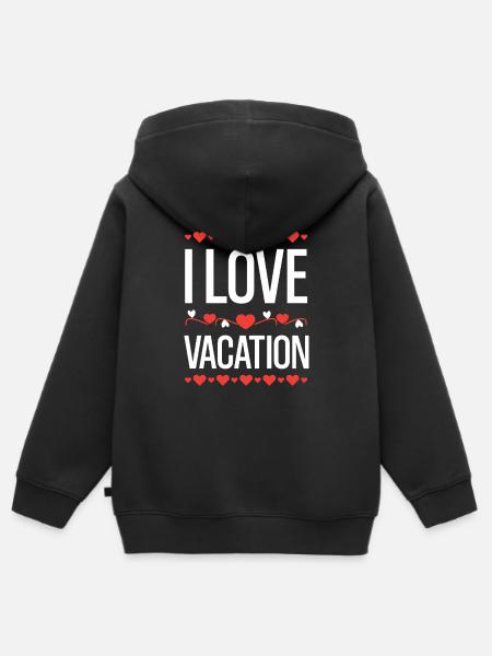 I Love Vacation - Premium børne zip-hættetrøje økologisk - sort