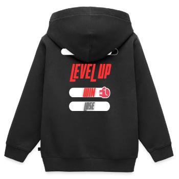 Level Up Win Lose Sport Spieldesign - Kinder Premium Organic Zip Hoodie - Schwarz - Hinten - AI Model Kid Male (0cm)