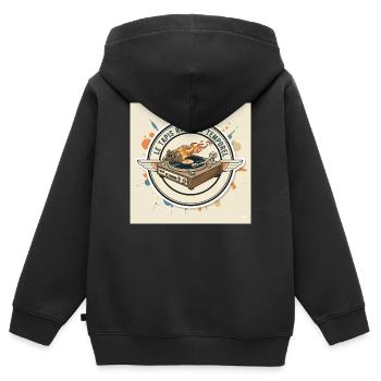 Die Zeit-Tretmühle: Hamster-DJ - Kinder Premium Organic Zip Hoodie - Schwarz - Hinten - AI Model Kid Male (0cm)