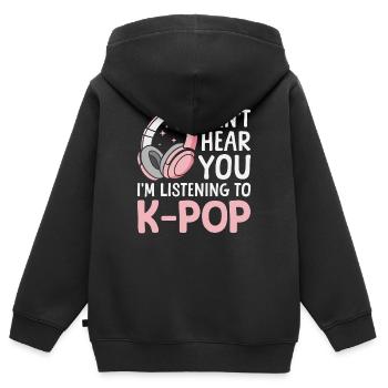 K-Pop Musique pop coréenne Musique pop coréenne - Sweat Premium à capuche zippé enfant bio - noir - Dos - AI Model Kid Male (0cm)