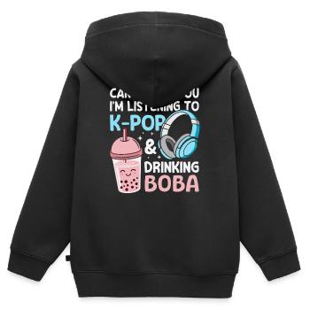 K-Pop Korea-Popmusik Bubble Tea Boba - Kinder Premium Organic Zip Hoodie - Schwarz - Hinten - AI Model Kid Male (0cm)