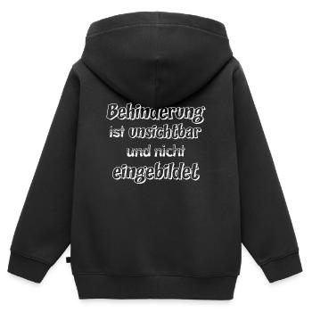 Dicton invisible sur le handicap - Sweat Premium à capuche zippé enfant bio - noir - Dos - AI Model Kid Male (0cm)