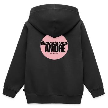 Buongiorno Amore Pink Circle - Kinder Premium Organic Zip Hoodie - Schwarz - Hinten - AI Model Kid Male (0cm)