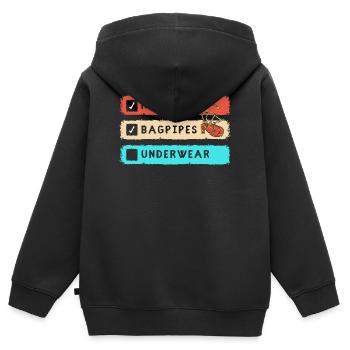 Kilt Scotland Scotland Jupe Tartan - Sweat Premium à capuche zippé enfant bio - noir - Dos - AI Model Kid Male (0cm)