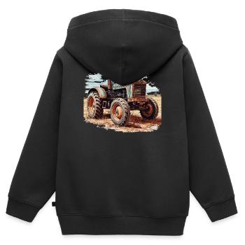 Traktor - Kinder Premium Organic Zip Hoodie - Schwarz - Hinten - AI Model Kid Male (0cm)