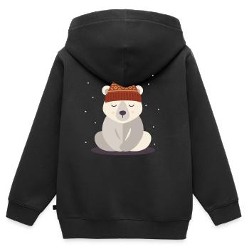 Sleeping Polar Bear with Winter Hat – Winter Motif - Kids Premium Organic Zip-up Hoodie - black - Back - AI Model Kid Male (0cm)