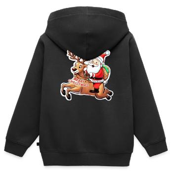 Babbo Natale - Weihnachtsmann Frohe Weihnachten - Kinder Premium Organic Zip Hoodie - Schwarz - Hinten - AI Model Kid Male (0cm)