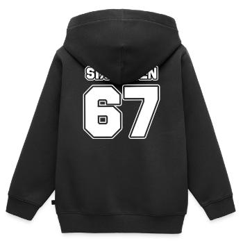 67 - Six sept - Sweat Premium à capuche zippé enfant bio - noir - Dos - AI Model Kid Male (0cm)