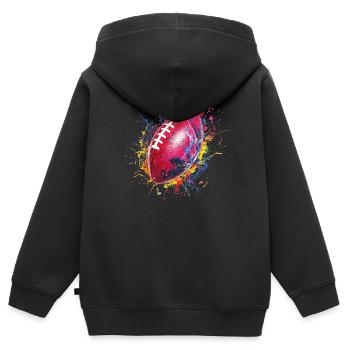Football - Kinder Premium Organic Zip Hoodie - Schwarz - Hinten - AI Model Kid Male (0cm)