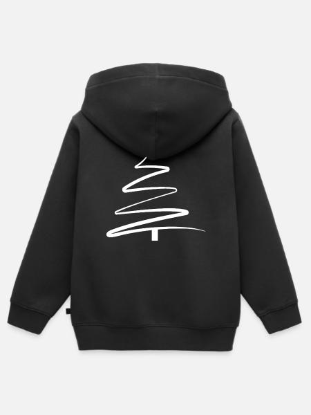 Weihnachtsbaum One-Line – Minimalistisch & Stilvol - Kinder Premium Organic Zip Hoodie - Schwarz