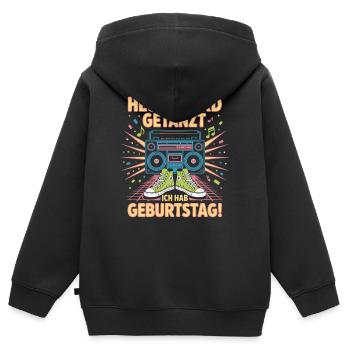 Geburtstagsbeat Boombox Funk - Kinder Premium Organic Zip Hoodie - Schwarz - Hinten - AI Model Kid Male (0cm)