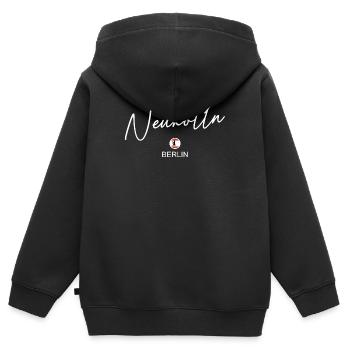 Neukölln - Berlin Flagge - Berliner Bär - Kinder Premium Organic Zip Hoodie - Schwarz - Hinten - AI Model Kid Male (0cm)