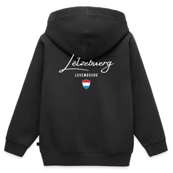 Ich liebe Luxemburg, geboren in Luxemburg - Kinder Premium Organic Zip Hoodie - Schwarz - Hinten - AI Model Kid Male (0cm)