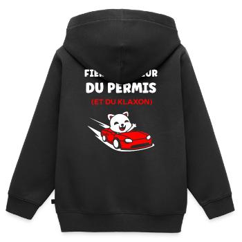 Führerschein-Humor - Kinder Premium Organic Zip Hoodie - Schwarz - Hinten - AI Model Kid Male (0cm)