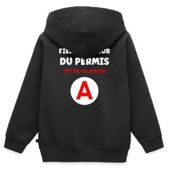 Führerschein-Humor - Kinder Premium Organic Zip Hoodie - Schwarz - Hinten - AI Model Kid Male (0cm)