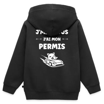 Führerschein-Humor - Kinder Premium Organic Zip Hoodie - Schwarz - Hinten - AI Model Kid Male (0cm)