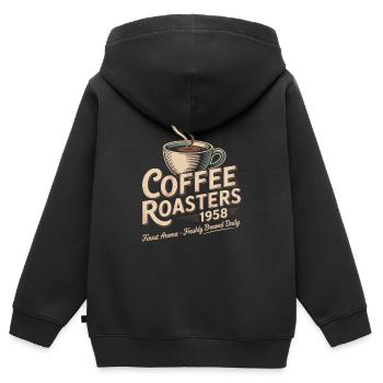 Publicité pour le café vintage - Sweat Premium à capuche zippé enfant bio - noir - Dos - AI Model Kid Male (0cm)