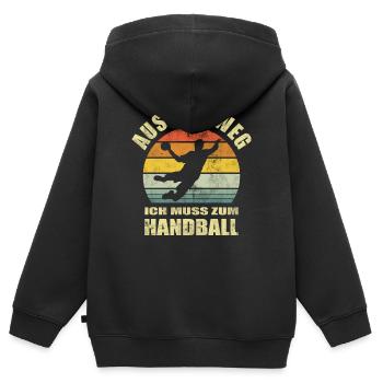 Handball Handball Drôle de dicton - Sweat Premium à capuche zippé enfant bio - noir - Dos - AI Model Kid Male (0cm)
