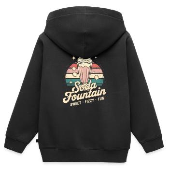 Publicité pour les sodas vintage - Sweat Premium à capuche zippé enfant bio - noir - Dos - AI Model Kid Male (0cm)