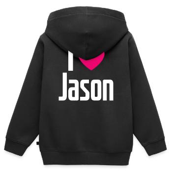I Love Jason Pinkes Herz Ich liebe Jason - Kinder Premium Organic Zip Hoodie - Schwarz - Hinten - AI Model Kid Male (0cm)