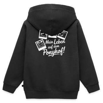 Mein Leben auf dem Ponyhof – Lustiges Pferde Shirt - Kinder Premium Organic Zip Hoodie - Schwarz - Hinten - AI Model Kid Male (0cm)