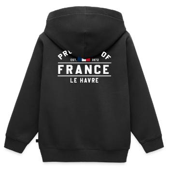 Aus Frankreich Marke Le Havre - Kinder Premium Organic Zip Hoodie - Schwarz - Hinten - AI Model Kid Male (0cm)