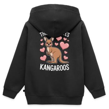 Kangaroo Spruch Mädchen Lustige Kangaroo Geschenk - Kinder Premium Organic Zip Hoodie - Schwarz - Hinten - AI Model Kid Male (0cm)