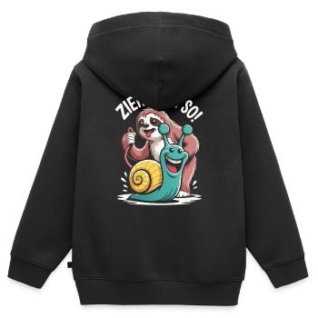Zieh Nicht So Sloth Humor - Kinder Premium Organic Zip Hoodie - Schwarz - Hinten - AI Model Kid Male (0cm)