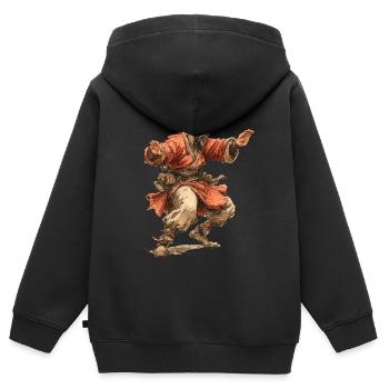 Kungfu Mönch - Kinder Premium Organic Zip Hoodie - Schwarz - Hinten - AI Model Kid Male (0cm)