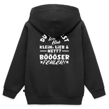 Böser Fehler - Kinder Premium Organic Zip Hoodie - Schwarz - Hinten - AI Model Kid Male (0cm)