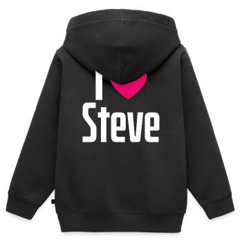 I Love Steve Pink Heart I Love Steve - Kids Premium Organic Zip-up Hoodie - black - Back - AI Model Kid Male (0cm)