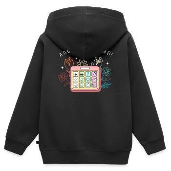 Communication AAC Langue des signes SLP - Sweat Premium à capuche zippé enfant bio - noir - Dos - AI Model Kid Male (0cm)