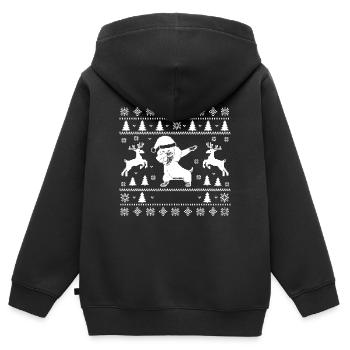 Hässlicher Weihnachtsdackel - Kinder Premium Organic Zip Hoodie - Schwarz - Hinten - AI Model Kid Male (0cm)