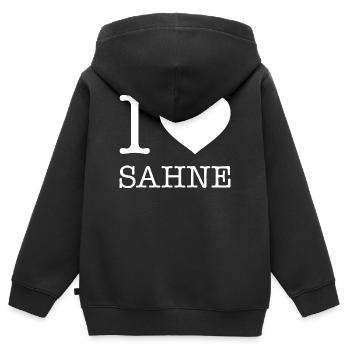 I love Sahne - Kinder Premium Organic Zip Hoodie - Schwarz - Hinten - AI Model Kid Male (0cm)