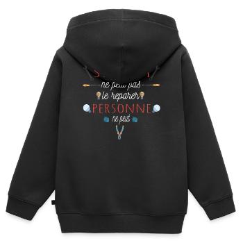 Wenn Opa es nicht reparieren kann, kann es niemand - Kinder Premium Organic Zip Hoodie - Schwarz - Hinten - AI Model Kid Male (0cm)