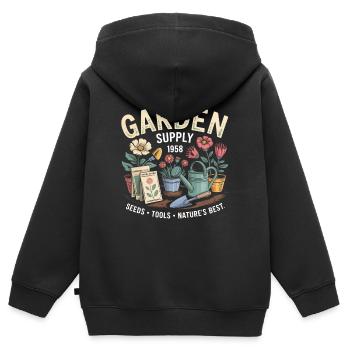 Publicité de jardin vintage - Sweat Premium à capuche zippé enfant bio - noir - Dos - AI Model Kid Male (0cm)