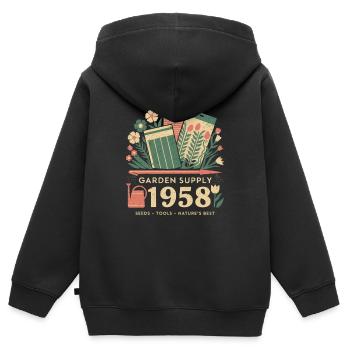 Publicité de jardin vintage - Sweat Premium à capuche zippé enfant bio - noir - Dos - AI Model Kid Male (0cm)