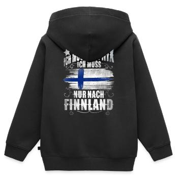 Finlande - Sweat Premium à capuche zippé enfant bio - noir - Dos - AI Model Kid Male (0cm)