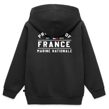Eigentum der französischen Marine - Kinder Premium Organic Zip Hoodie - Schwarz - Hinten - AI Model Kid Male (0cm)