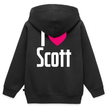 I Love Scott Pinkes Herz Ich liebe Scott - Kinder Premium Organic Zip Hoodie - Schwarz - Hinten - AI Model Kid Male (0cm)